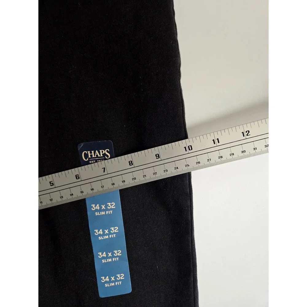 Chaps Mens Slim Fit Jeans Jet Black Stretch Denim Pants 34x32 CM16JN987